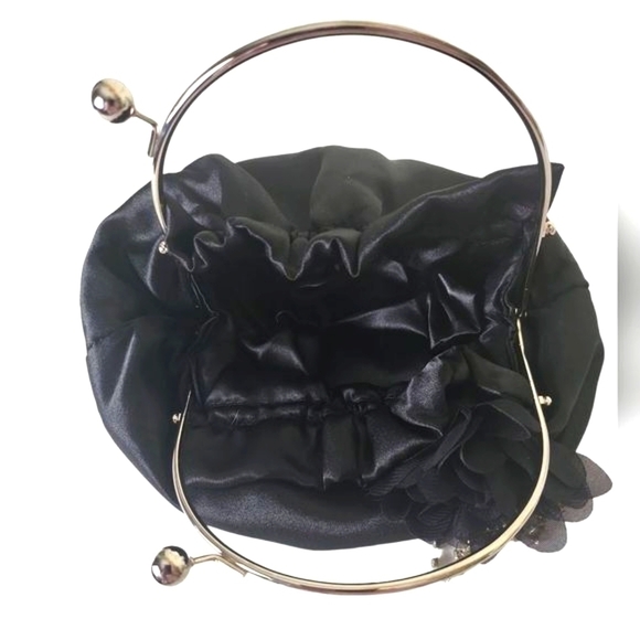 BLACK Sateen Pouf Evening Bag - Picture 7 of 7